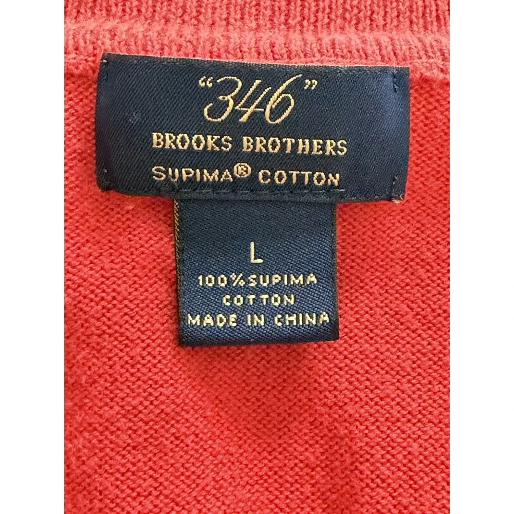 Brooks Brothers 346 Sweater Pullover Mens Large Red 100% Supima Cotton V Neck